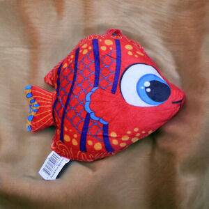 Fun & Fun Toys Hanging Fish Plush Stuffed Animal Toy Red Blue Orange
